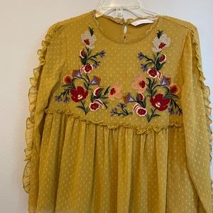 Zara Woman’s Trafaluc Collection golden long sleeve top